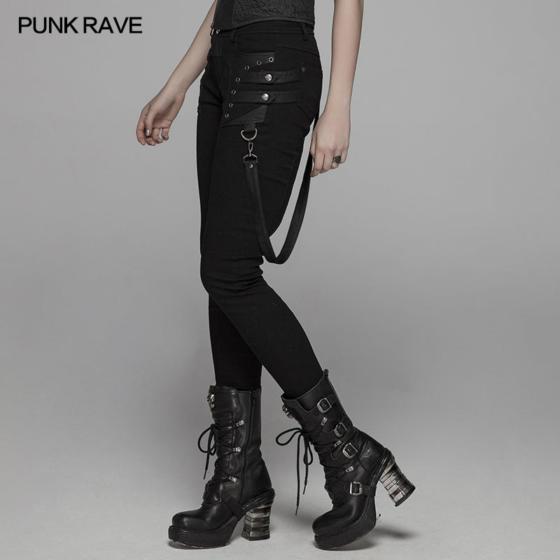 WK-371 Punk Jean Long Pant With Removable Belt