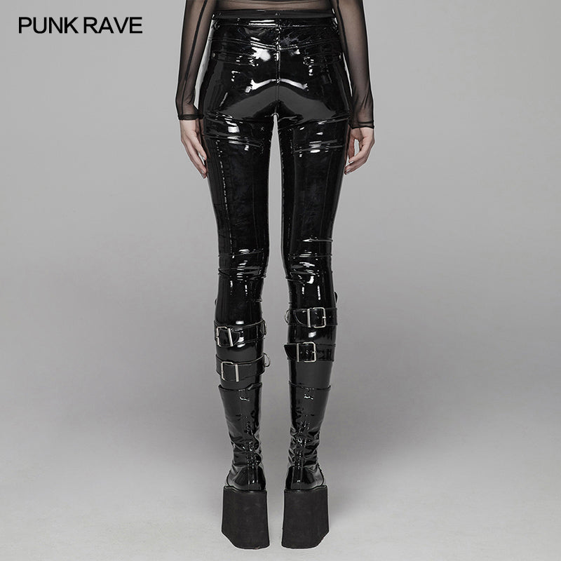 WK-378 PUNK Winter Patent Velvet Leather Pants