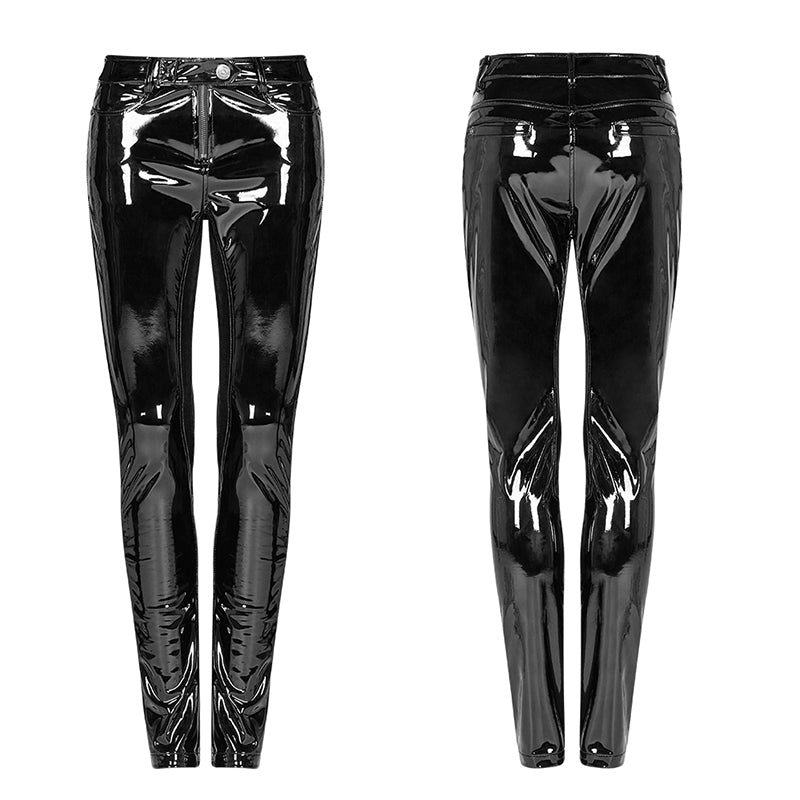 WK-378 PUNK Winter Patent Velvet Leather Pants