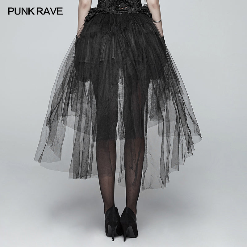 WLQ-090 Gothic Basic Bustle High-low Tulle Skirt