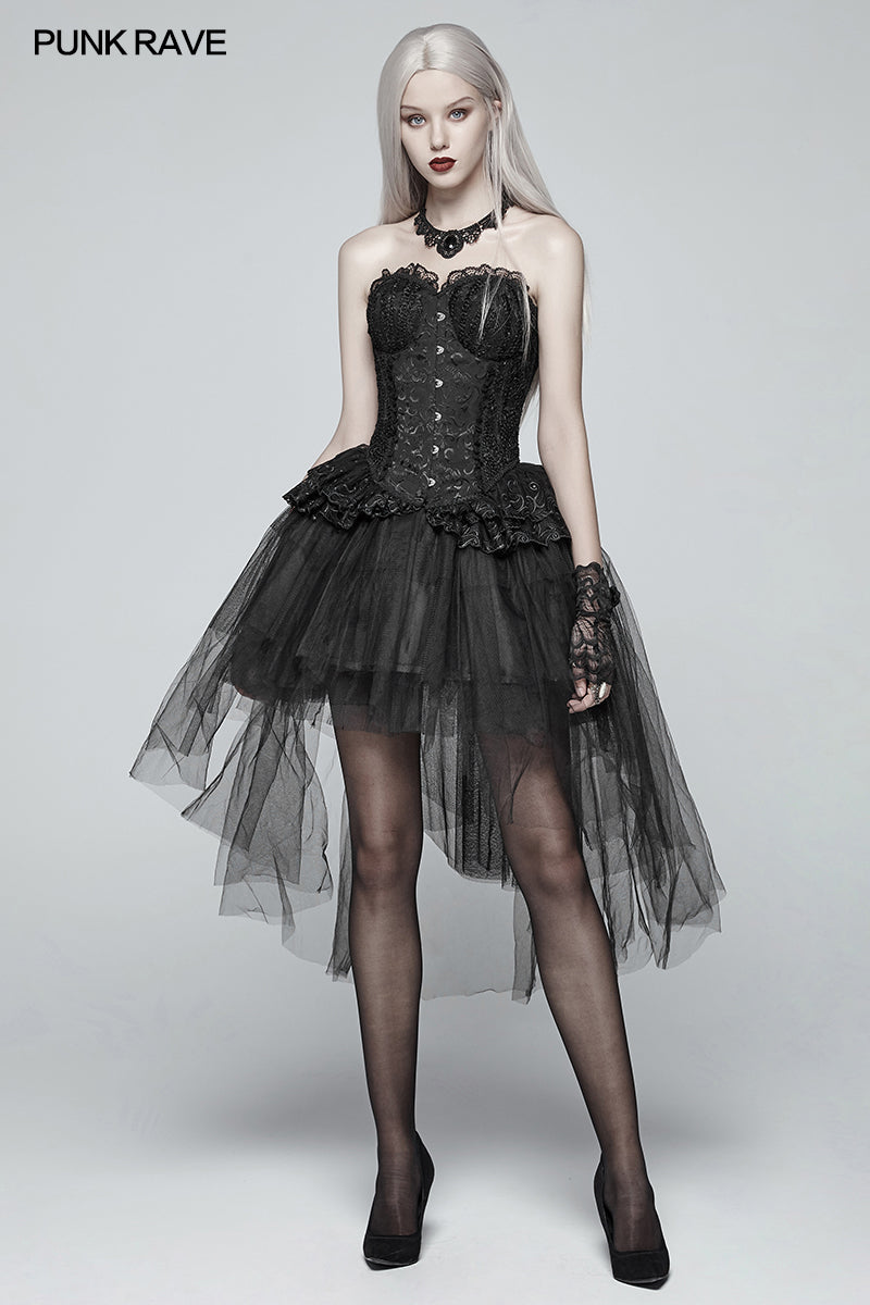 WLQ-090 Gothic Basic Bustle High-low Tulle Skirt