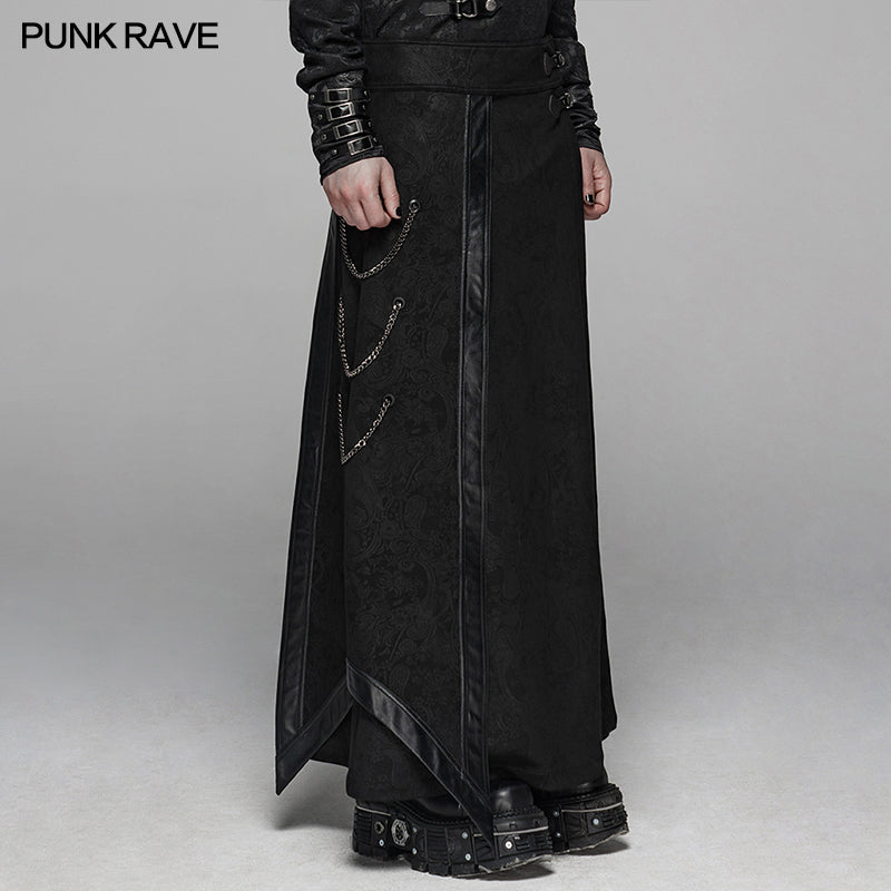 WQ-437 Gothic Floral Suede &amp; Joint Leather Long Overskirt