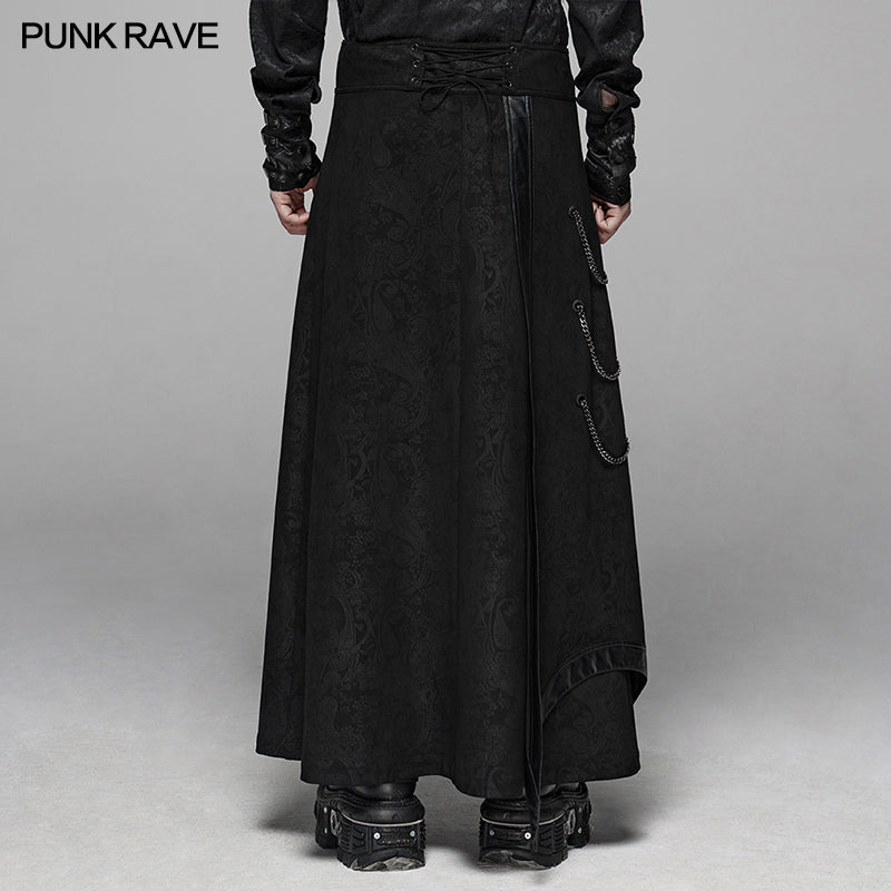 WQ-437 Gothic Floral Suede &amp; Joint Leather Long Overskirt