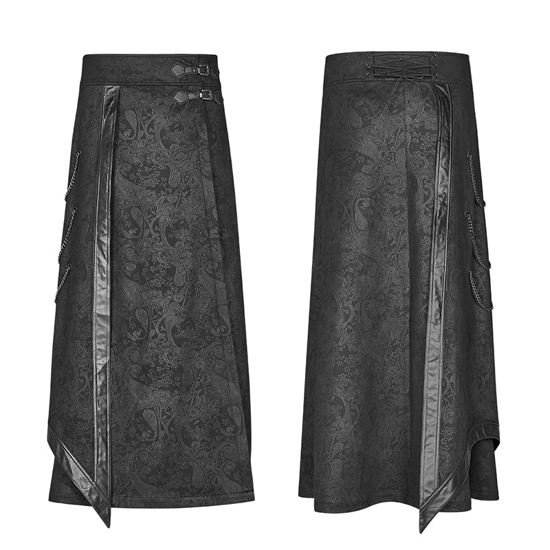 WQ-437 Gothic Floral Suede &amp; Joint Leather Long Overskirt