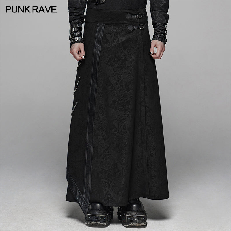 WQ-437 Gothic Floral Suede &amp; Joint Leather Long Overskirt