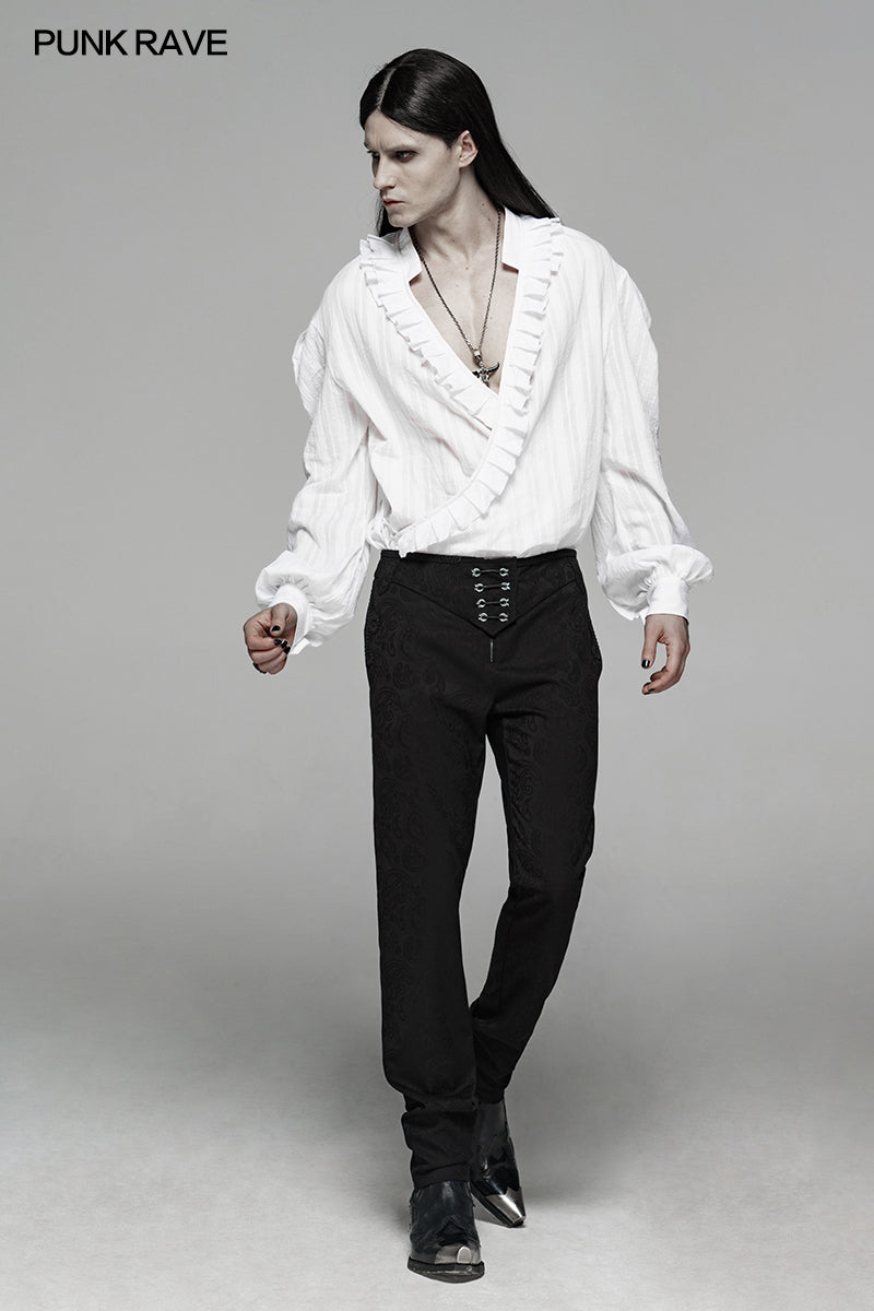 WY-1113 Gothic Low-cut V-neck Loose Shirt For Men