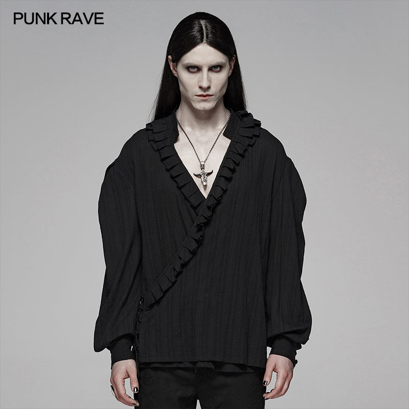 WY-1113 Gothic Low-cut V-neck Loose Shirt For Men