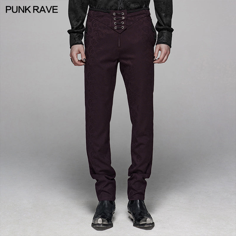 WK-385 Gothic Floral Metal Swallow black Suit Trousers