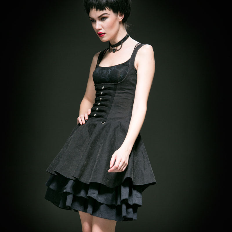 Q-239 Sexy Simple Long Skinny Gothic Dresses With Skull Decoration