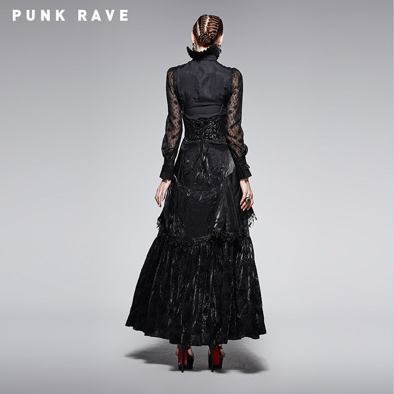 Q-246 Spring New Fashion High Waist black Evening Gothic Skirt