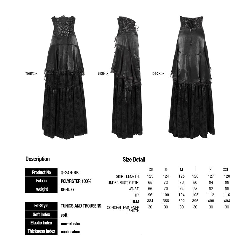 Q-246 Spring New Fashion High Waist black Evening Gothic Skirt