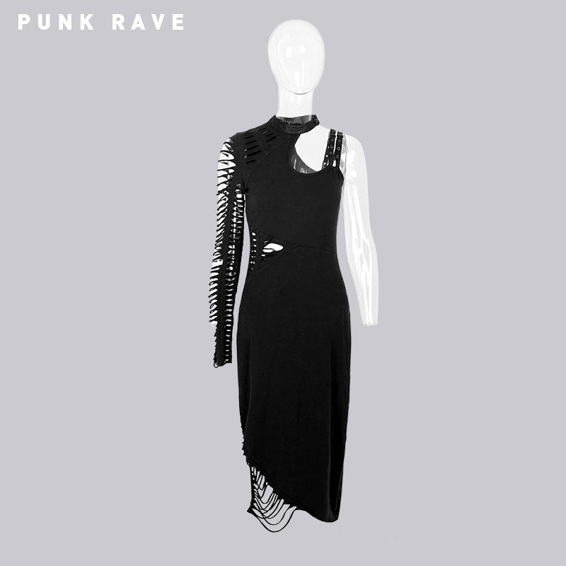 Q-247 black Sexy Single Shoulder Bandage Cocktail Punk Dress