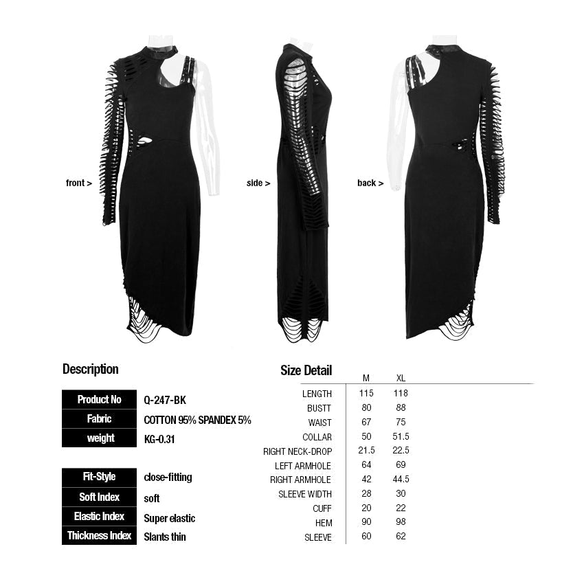 Q-247 black Sexy Single Shoulder Bandage Cocktail Punk Dress