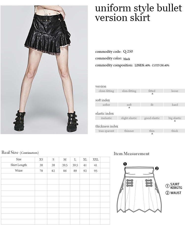 Q-250 Bullet Version Women Sexy Tight Mini Punk Skirt