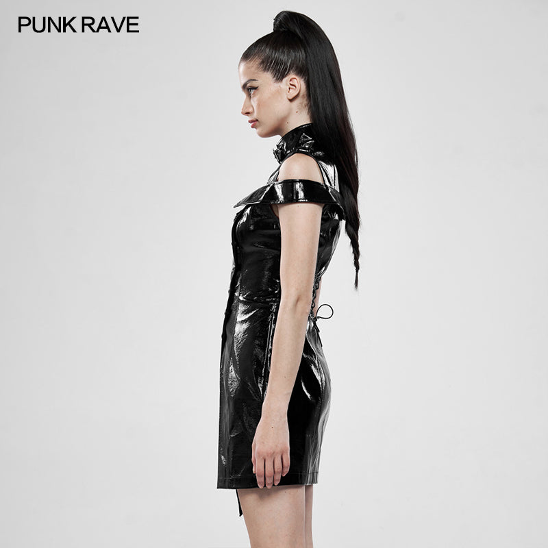 WQ-449LQF Punk flaming patent leather dress