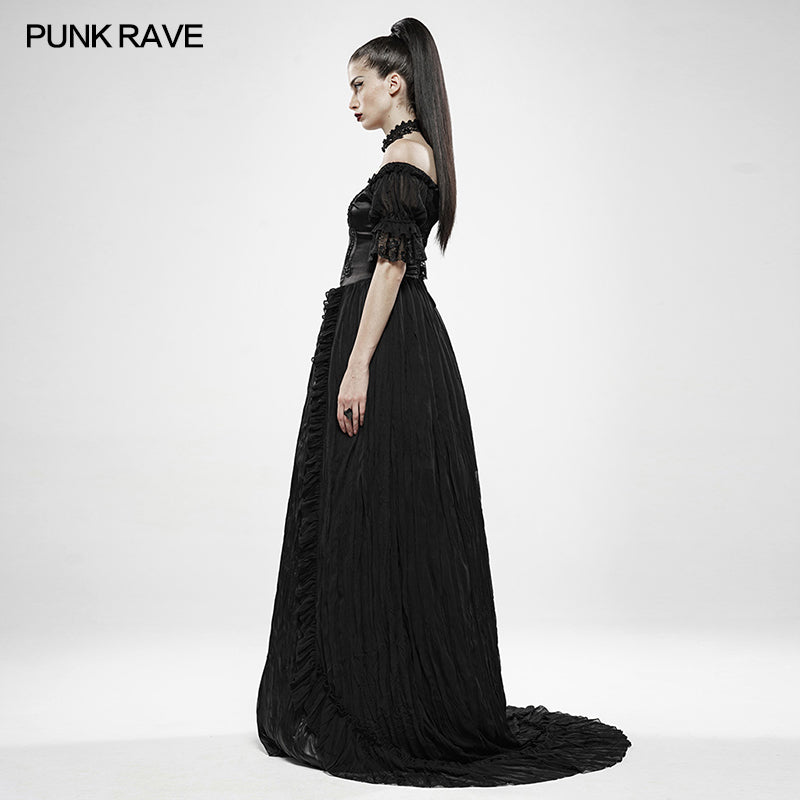 WQ-447LQF black feather off shoulder dress