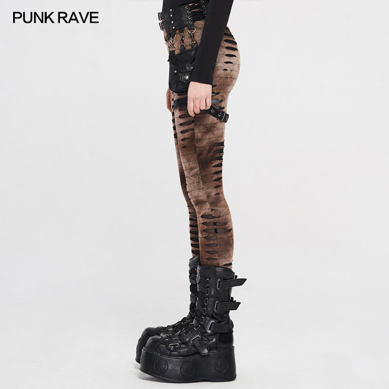 WK-421DQF Steampunk detachable waistbag leggings