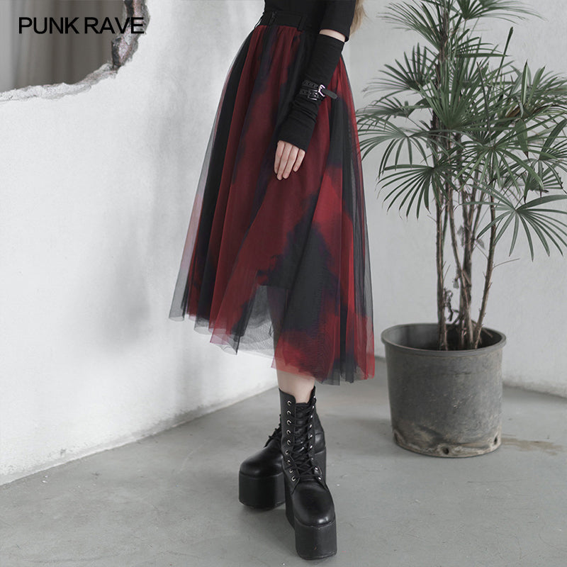 OPQ-863BQF Dark Red and black Gradient Half Skirt