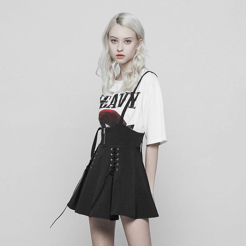 OPQ-383 Classic Strap Skirt Punk Zipper Bandage Suspender Skirt For Women