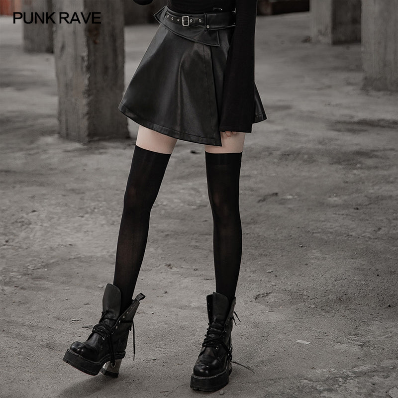 OPQ-454 Fake waistband A pendulum leather half skirt