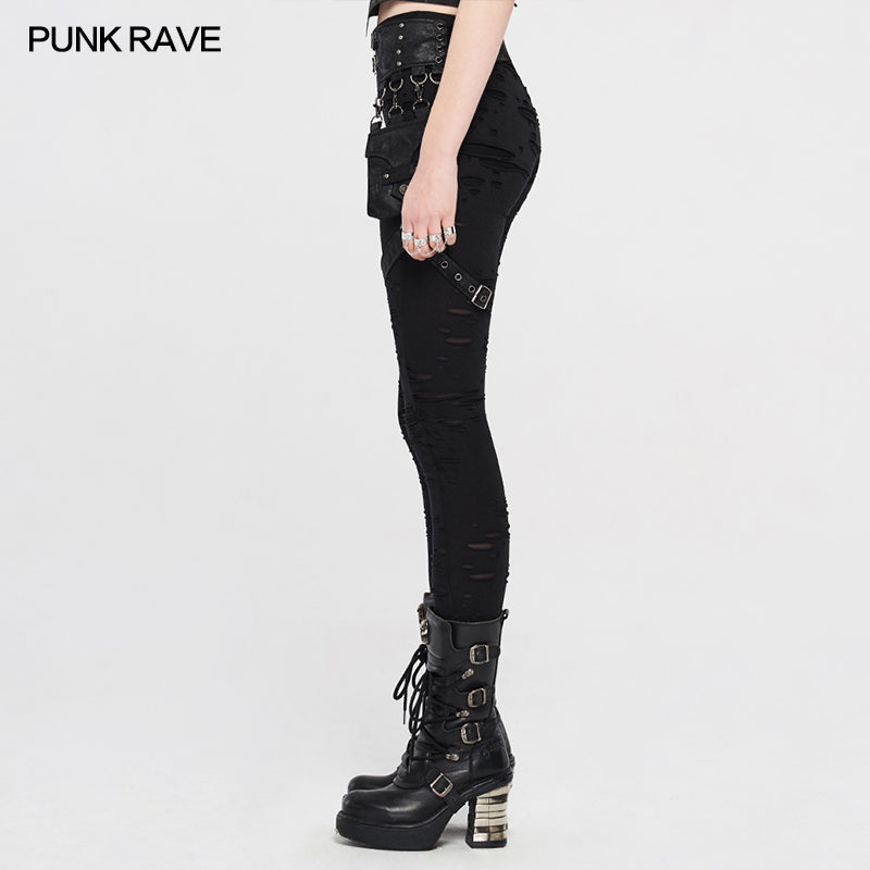 WK-421DQF Steampunk detachable waistbag leggings