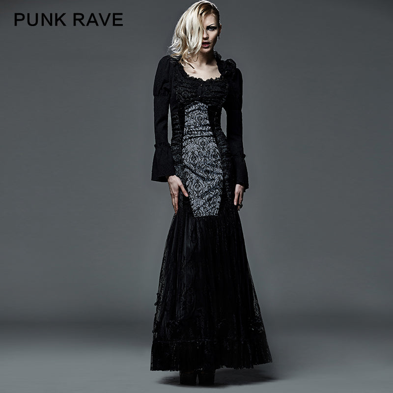 Q-256 Fashion Sexy Fishtail Evening Gothic Dresses With Printing Pattern