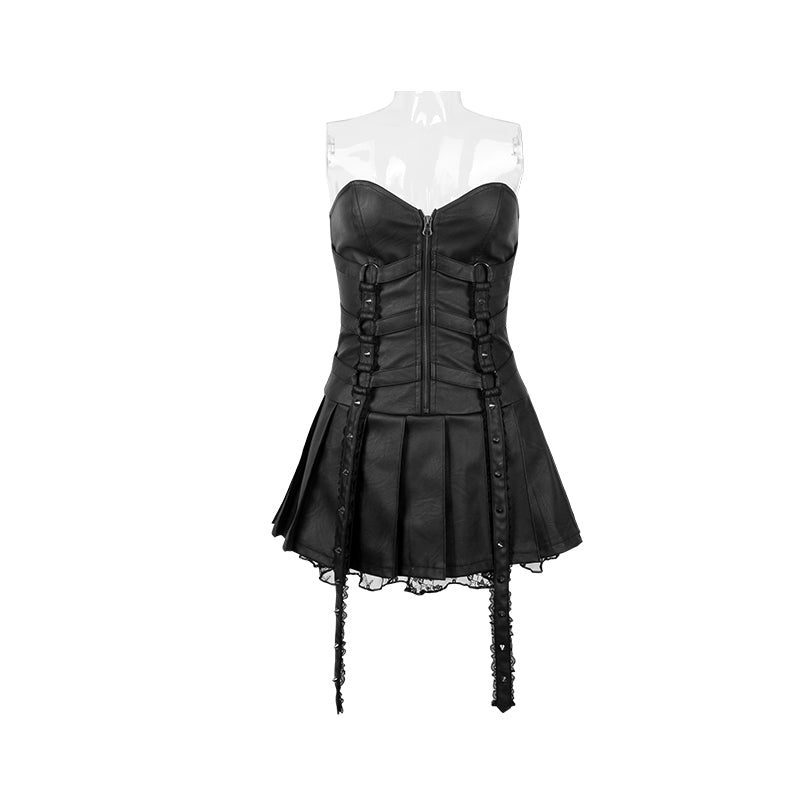 Q-260 Latex Fashion black Mature Sexy Short Pencil Punk Dress