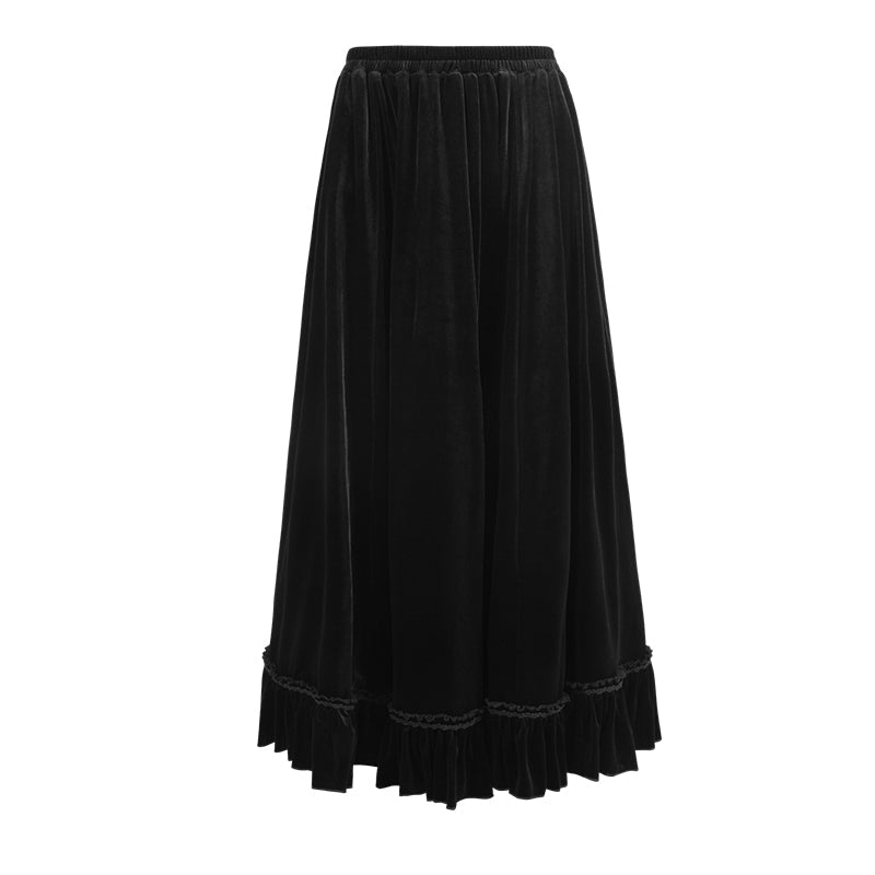 Q-262 Fashion black Long Satin Wool Gothic Skirt