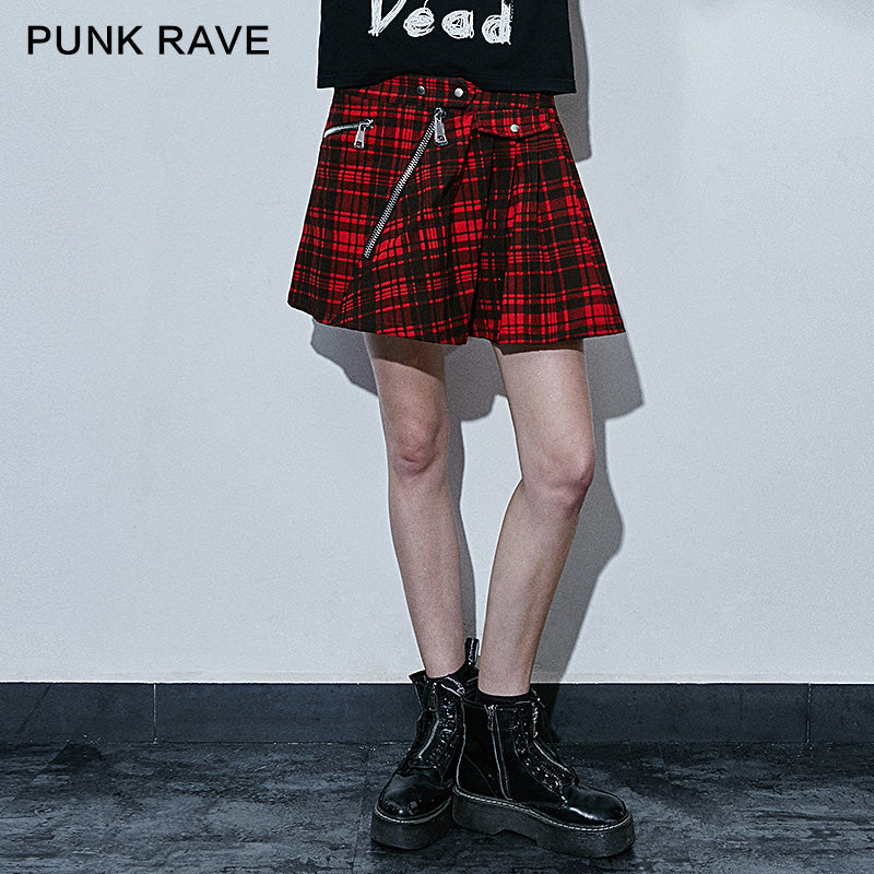 Q-266 Pleated Style Leopard Grain Sexy Mini Punk Skirt