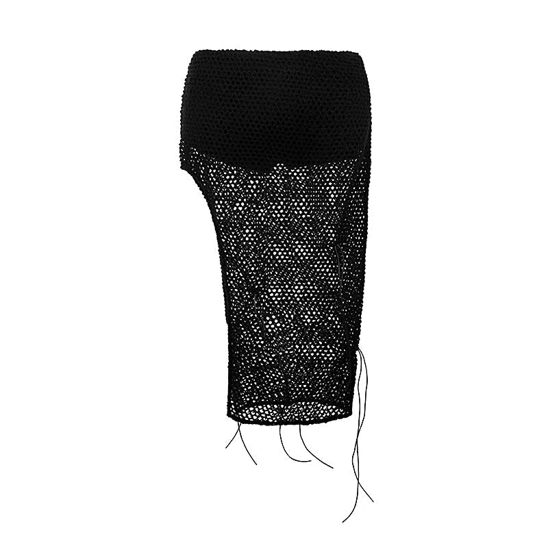 Q-267 Fashion Sexy Lady Shorts Knitted Mesh Punk Skirt