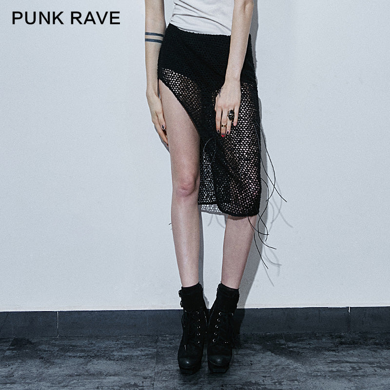 Q-267 Fashion Sexy Lady Shorts Knitted Mesh Punk Skirt