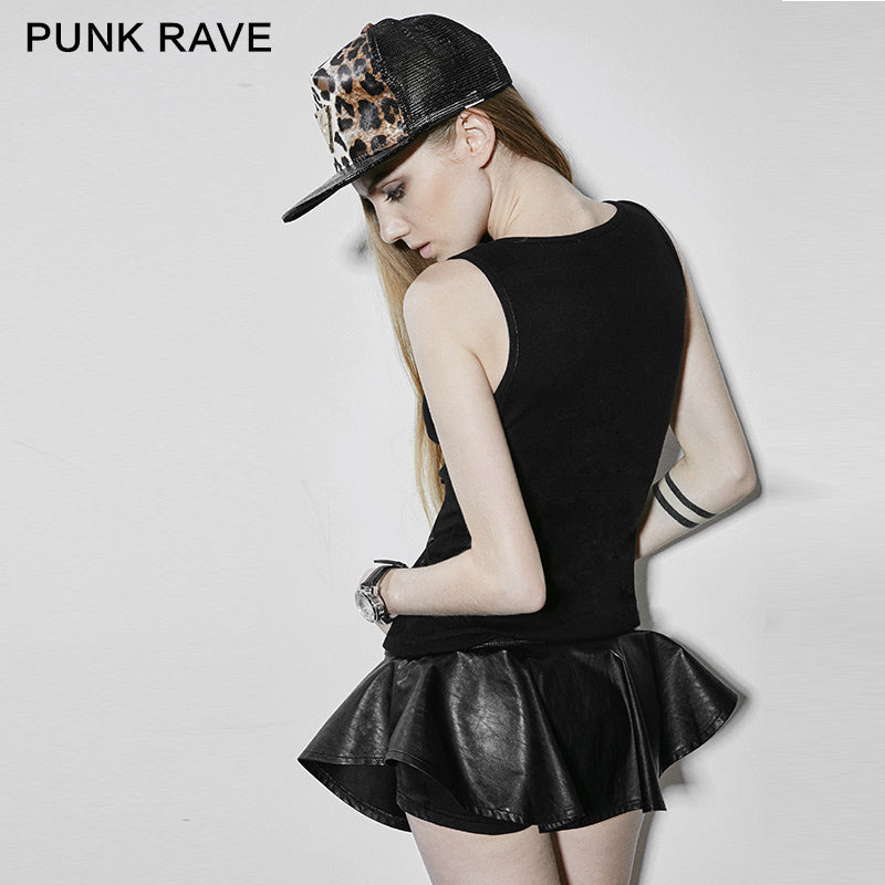 Q-268 black Sleeveless Tight Sexy Punk Skirt