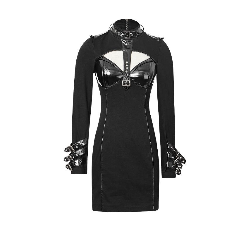 Q-278 black Club Military Sexy Skinny Wrap Gothic Dresses