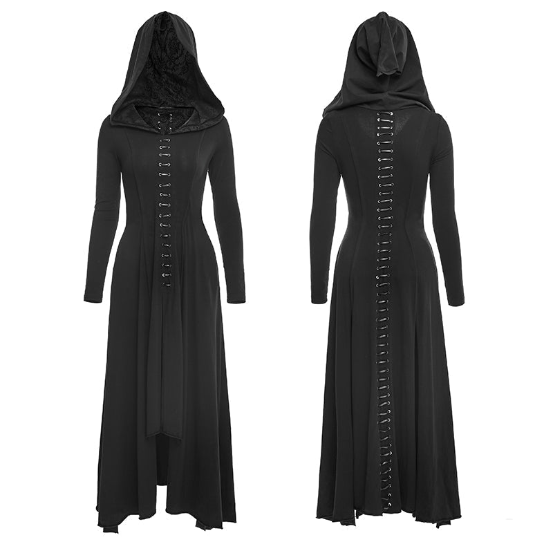 Q-290 black Knitted Slim Long Sleeve Hooded Evening Gothic Dresses