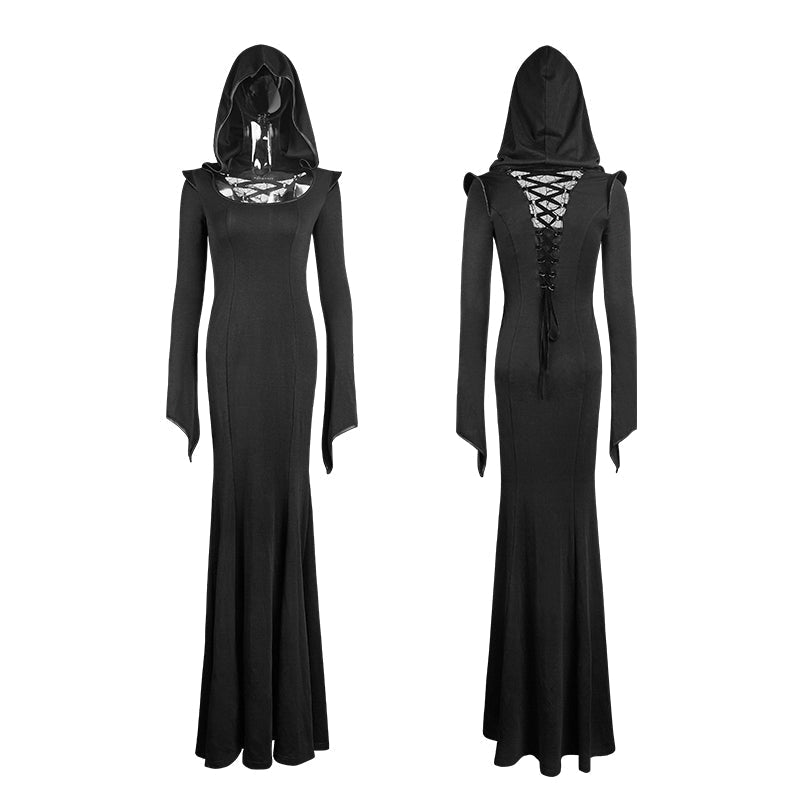 Q-296 Mermaid Fashion Gowns Sexy Party Evening Gothic Dresses With Hoodie