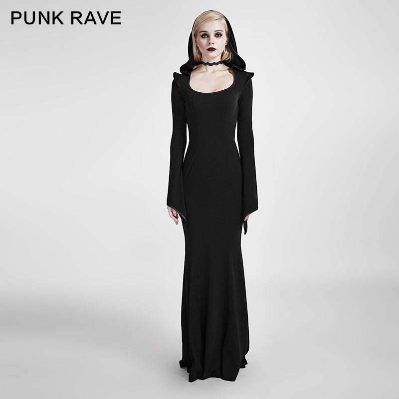 Q-296 Mermaid Fashion Gowns Sexy Party Evening Gothic Dresses With Hoodie