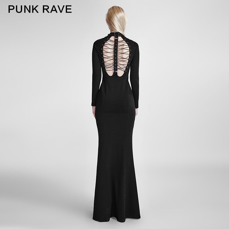 Q-301 Global Fashion Hot Design Plain Long Sleeve Gothic Dresses