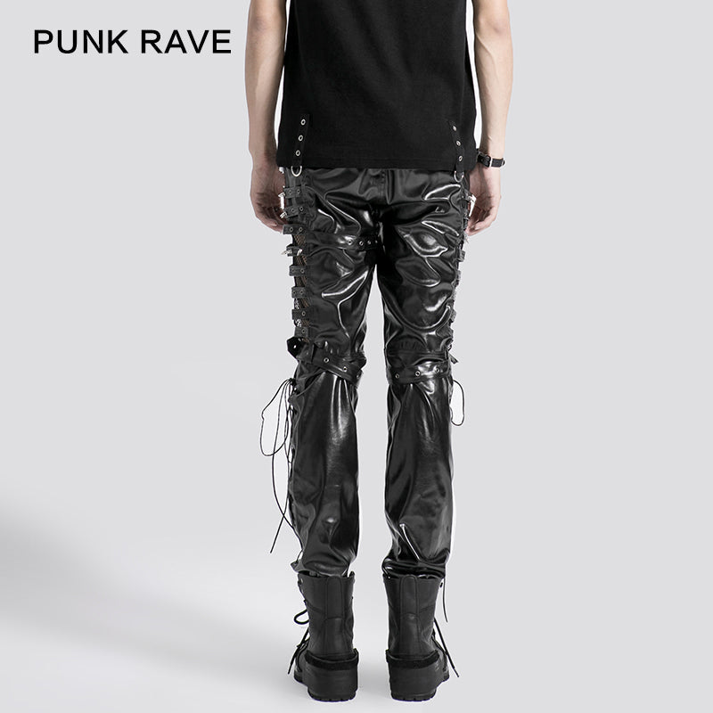 K-131 New Style Lether Riveted Long Punk Pants