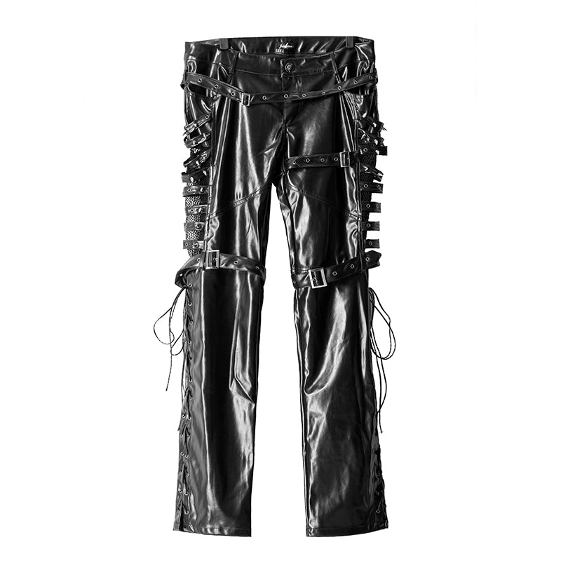 K-131 New Style Lether Riveted Long Punk Pants