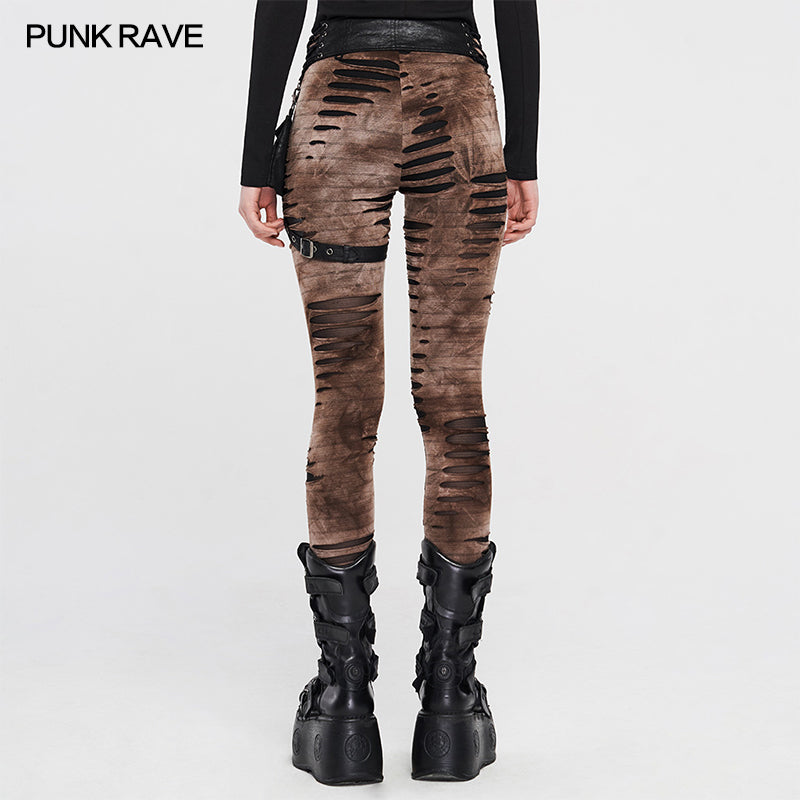 WK-421DQF Steampunk detachable waistbag leggings