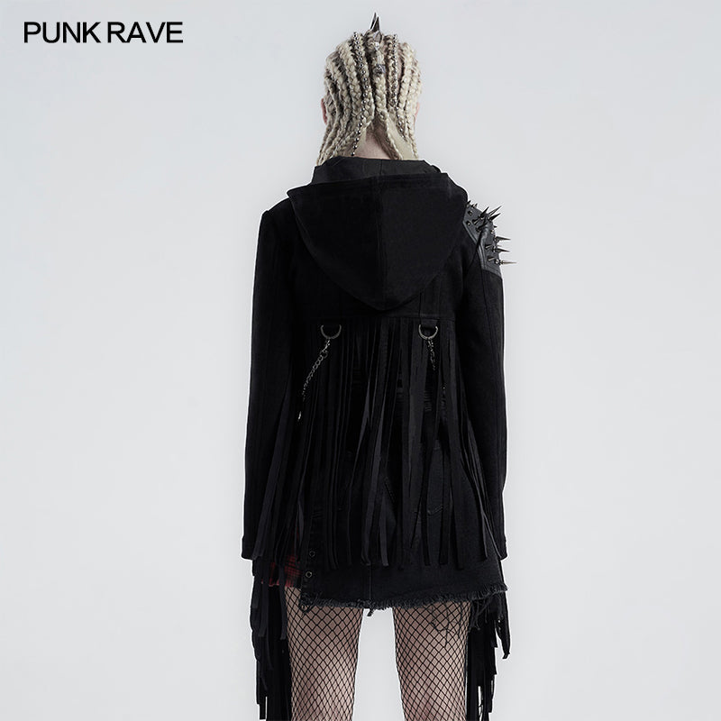 Y-667DQF Punk handsome tassel hooded jacket