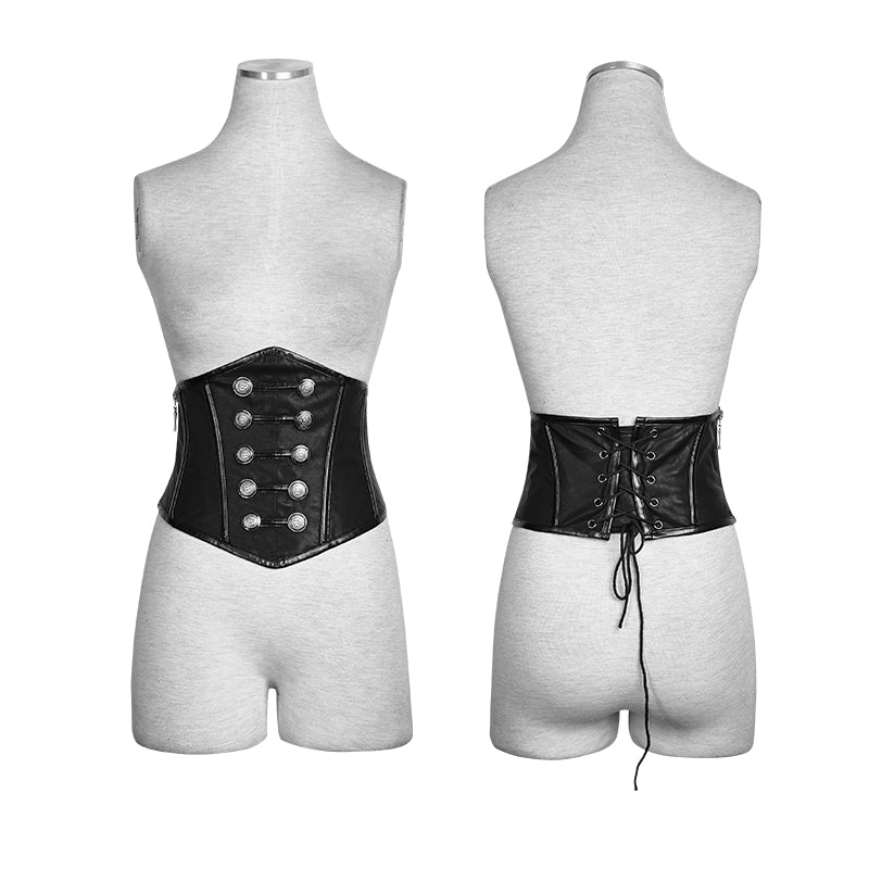 S-184 Military Buttons And Zipper Modeling Leather Girdle Accessories