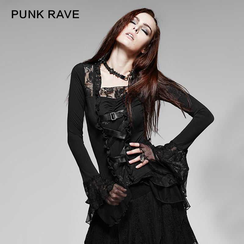 T-189 Hot Sale Flare Long Sleeve Casual Western Gothic Shirt