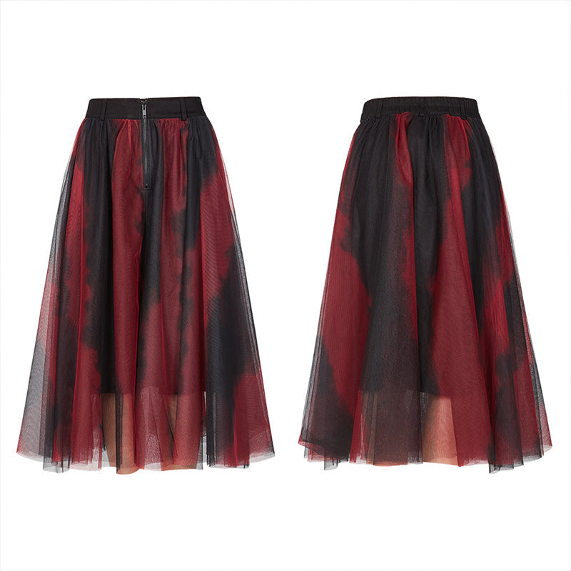 OPQ-863BQF Dark Red and black Gradient Half Skirt