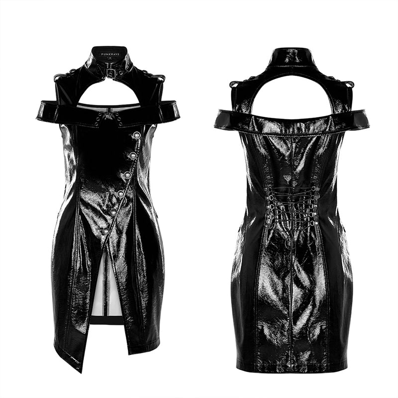 WQ-449LQF Punk flaming patent leather dress