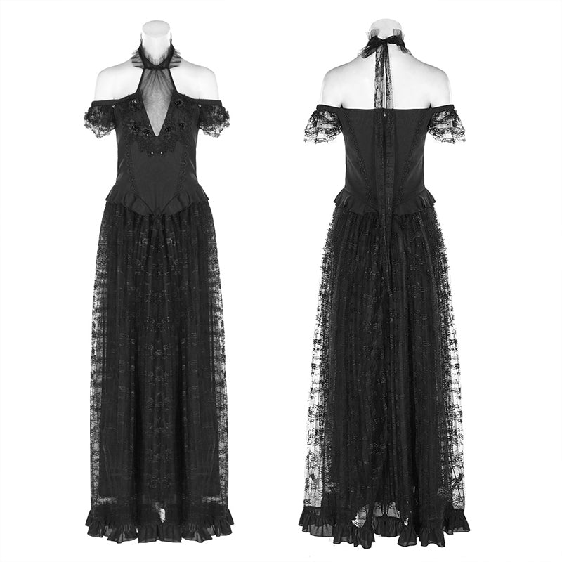 WQ-444LQF Gothic Gorgeous Off Shoulder Lace Dress