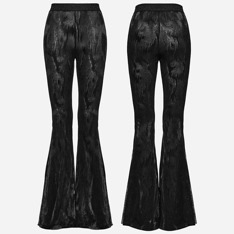 WK-445XCF black Gothic dark fringe flared trousers