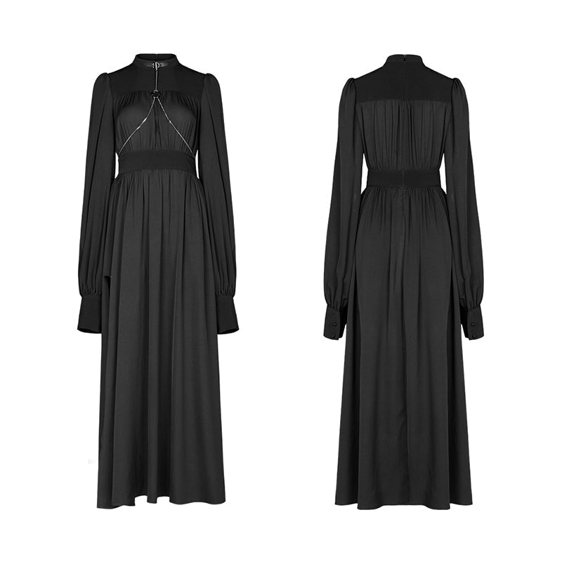 OPQ-638LQF Dark spliced slit dress