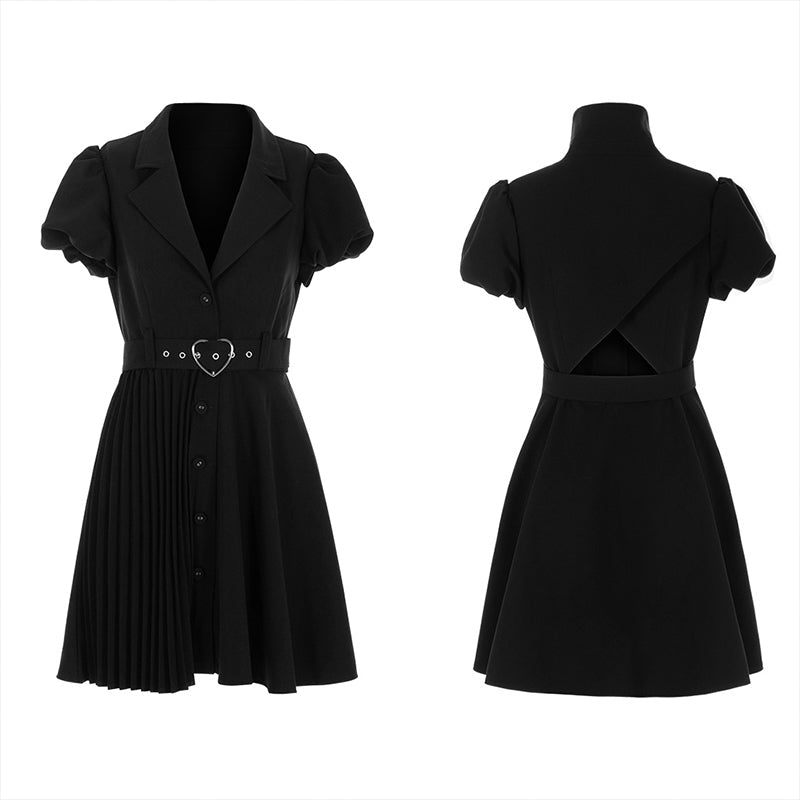 OPQ-725LQF Shirt-style pleated dress