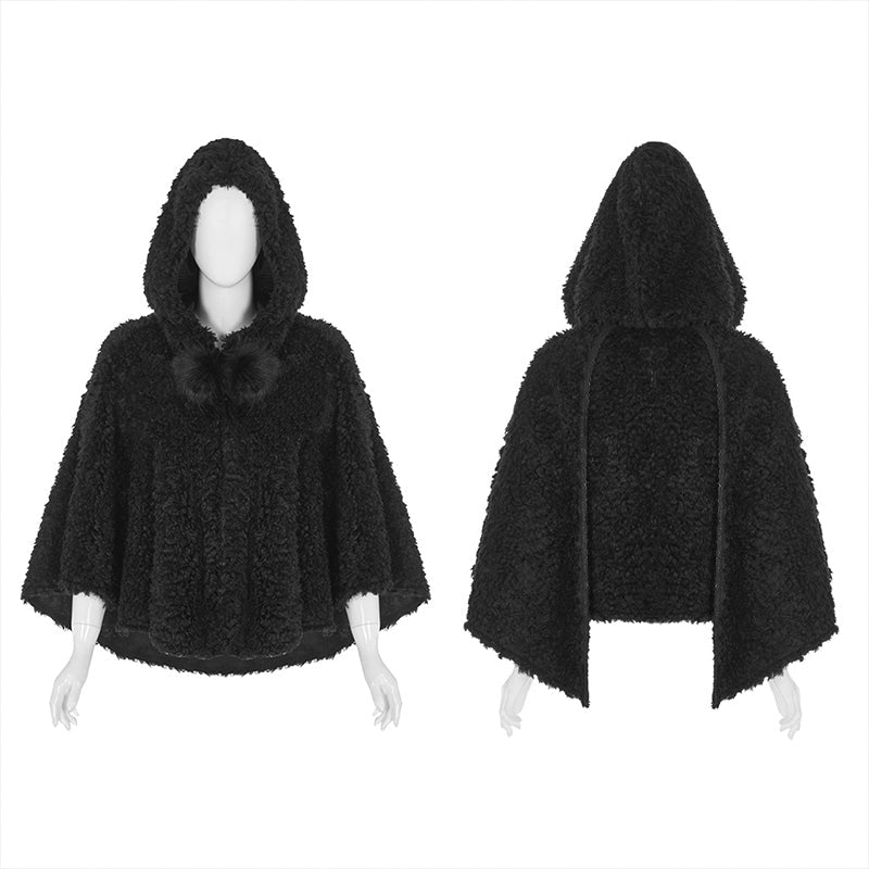 WLY-099DPF Lolita heart-shaped hollow black plush cape